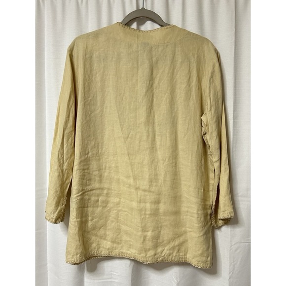 Lauren Ralph Lauren Top Womens L Beige Linen Embroidered Tunic Resort Beachy - Picture 5 of 5